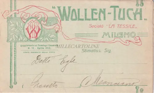 MAILAND - Società La Tessile - Wollen Tuch 1910 Champion 1910-1911 Mode