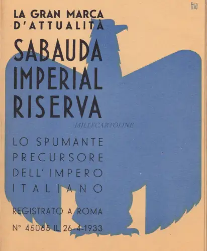 SABAUDA IMPERIAL RESERVE - Spumante Empo 1936 Fisa Werbeprospekt