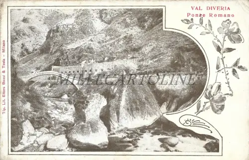 VAL DIVERIA - Ponte Romano 1919 Postkarte Ed.Bassi&Testa