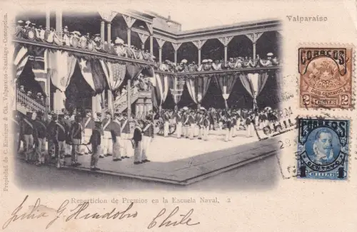 CHILE - Valparaiso - Preise in der Schiffsschule 1905 Postkarte Ed.Kirsinger
