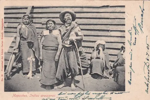 CHILE - Costumbres chilenas, Mapuches Indios Araucanos 1905 Postkarte Ed.Brandt