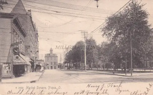 OHIO - Piqua - Marktplatz 1906 Postkarte