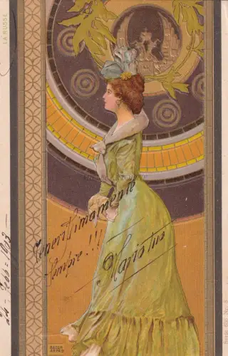 ARPAD BASCH - La Russe - Frau, im Relief 1903 Postkarte Liberty Jugendstil
