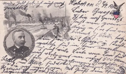 NEW YORK CITY - Dewey at Grant's Tomb Olympia Ship 1900 Postkarte Hoboken