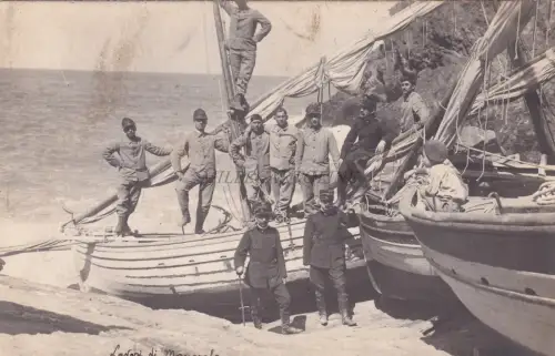 MANAROLA - Riomaggiore - Arbeiten, Soldaten und Boote 1910 1. Genie Fotokarte