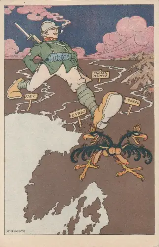 MILITARE WWI - A.Rubino - Il Fante italiano quietscht l'aquila bizeps - Piave