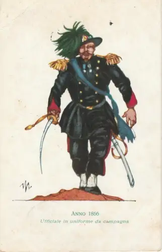 MILITÄR - 11. Bersaglieri Regiment Jahr 1866 Offizier - Mario Mona Postkarte