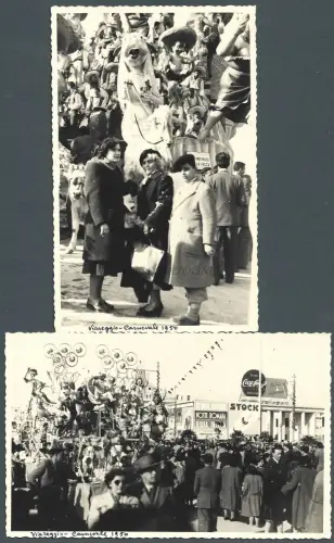VIAREGGIO - Karneval 1950 Wagen - 2 private Fotokarten