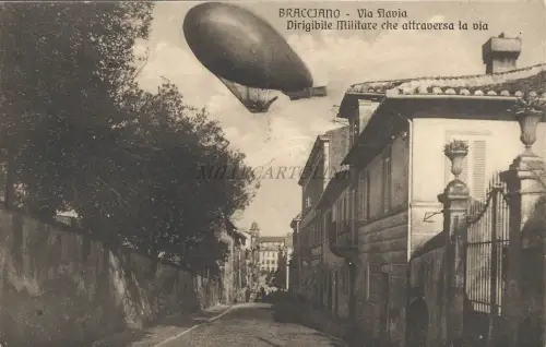 BRACCIANO - Via Flavia - Militärschiff überquert die Via 1910 Postkarte