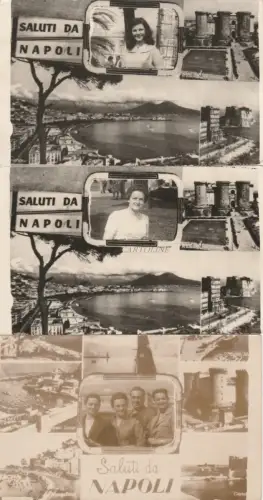 NEAPEL - Gruss - 3 Fotokarten mit Fotomontagen um 1960