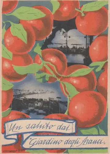 NEAPEL - Gruß aus dem Orangengarten Posillipo Alto 1938 Postkarte ORT