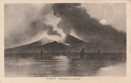 NEAPEL - Vesuv im Ausbruch - Postkarte Ed.Spinelli