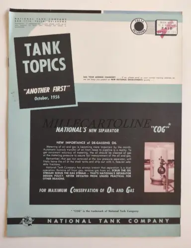 NATIONAL SUPPLY COMPANY TULSA OKLAHOMA - Tank Topics 1956