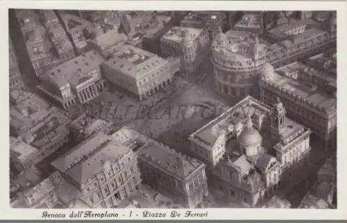 GENUA - Genua vom Flugzeug, Piazza De Ferrari, Foto Postkarte Traldi