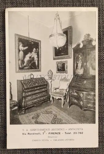 S. A. ANTIKE KUNSTMÖBEL FLORENZ - Werbekarton