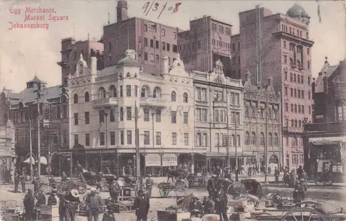 SÜDAFRIKA - Johannesburg, Eierhändler, Marktplatz, Postkarte 1908