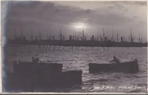 GENUA - Studien im Hafen, Foto Postkarte