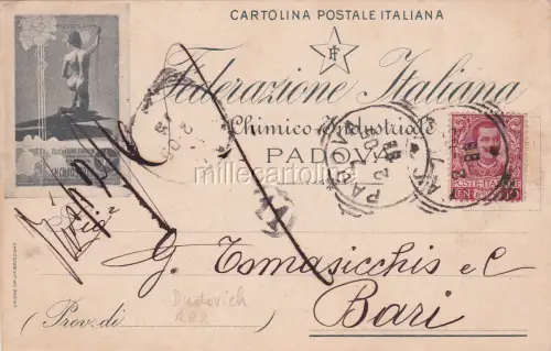 * DUDOVICH - Seltener Werbekopf Feder.Chimico Industriale Padua 1905