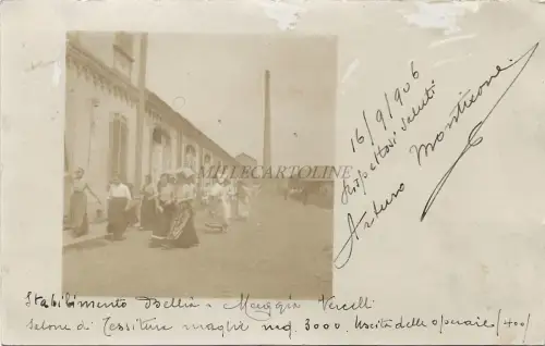 VERCELLI - Estabimento Bellia Muggia - Salone Tessitura, Outcita Operaie 1906 