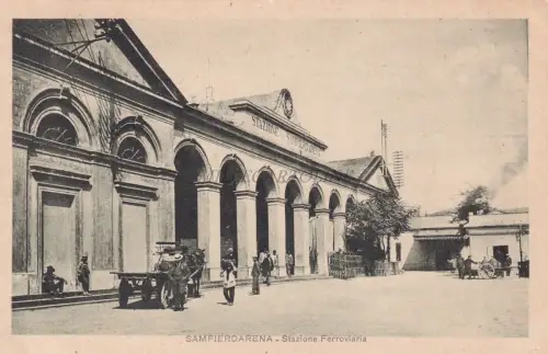 GENUA - Sampierdarena - Bahnhof 1919 Postkarte Ed.Barberis