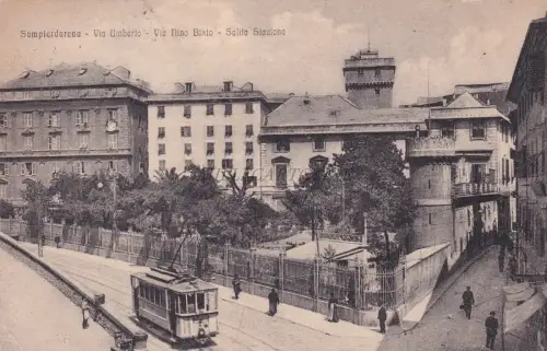 GENUA - Sampierdarena - Via Umberto, Nino Bixio, Salita Stazione 1918 Postkarte