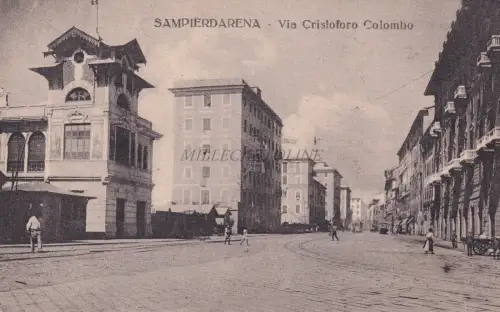 GENUA - Sampierdarena - Via Cristoforo Colombo, Postkarte Ed.Traverso & Moretto