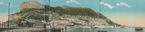 GIBRALTAR - Galerien & Maulwurf, Schloss & Stadt, Marinearsenal - Dreifachpostkarte