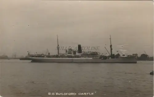 STEAMSHIP - S.S.Guildford Castle 1931 RPPC Tilbury