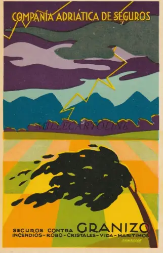 WERBUNG Compania Adriatica de Seguros - Hagel 1928 Postkarte Finazzer 