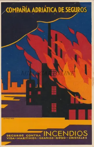WERBUNG Compania Adriatica de Seguros - Incendios 1928 Postkarte Finazzer 