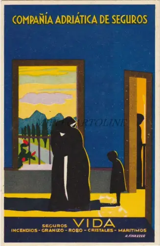 WERBUNG Compania Adriatica de Seguros - Leben 1928 Postkarte Finazzer 