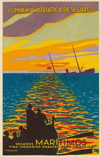 WERBUNG Compania Adriatica de Seguros - Maritimos 1928 Postkarte Finazzer 