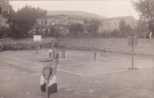 SPORT - Militärische Sportübungen auf dem Basketballplatz 1915 WWI Italien Postkarte