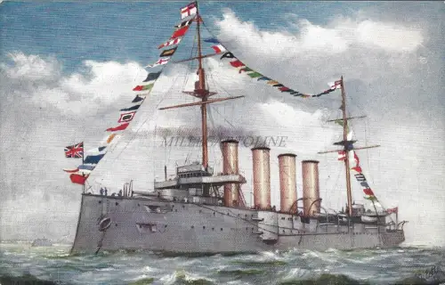 TUCK'S POSTCARD - Oilette Our Navy HMS Drake