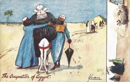TUCK'S POSTCARD - Oilette Humor in Egypt Die Besetzung Ägyptens L.Thackeray