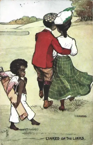 TUCK'S POSTCARD - Oilette Dark Girls & Black Boys Linked 1907 H.Dix Sandford