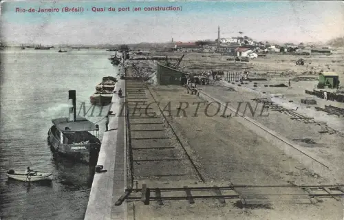 BRASILIEN - Rio de Janeiro - Hafenkai im Bau - Postkarte Breger Freres