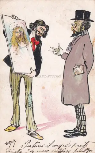 ENZO VAN DOCK - Maler zeigt Leinwand mit Christus als Jude 1902 Postkarte