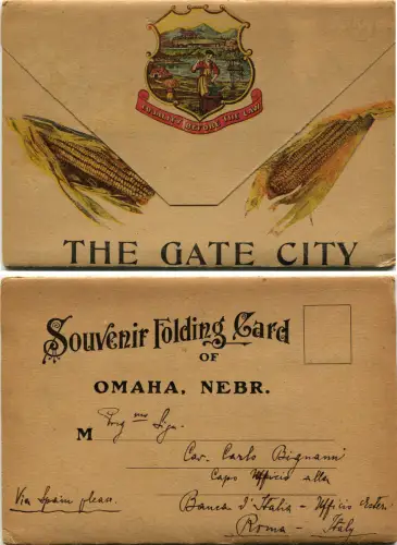 USA, OMAHA NEBRASKA, SOUVENIR FALTKARTE, 20 BILDER, DATIERT 1918 m