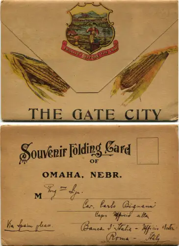 USA, OMAHA NEBRASKA, SOUVENIR KLAPPKARTE, 20 BILDER, DATIERT 1918 m
