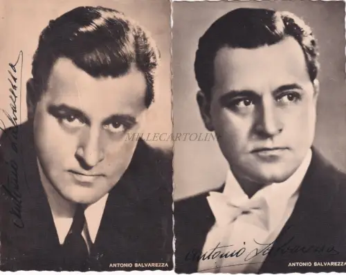 TENOR ANTONIO SALVAREZZA - 2 Fotokarten Autogramm 1940 Modena Teatro Storchi