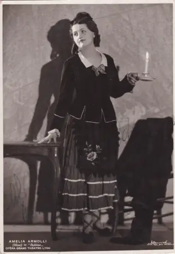 SOPRANISTIN AMELIA ARMOLLI - Fotokarte Autogramm 1937 Teatro Boheme Opera Lyon