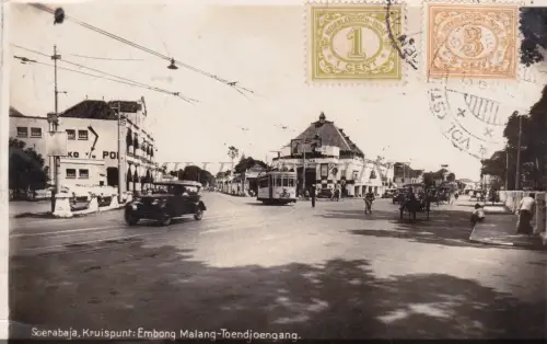 INDONESIEN - Soerabaja Kruispunt Embong Malang-Toendjoengang, Foto Postkarte 1930