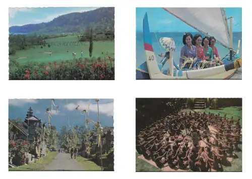 INDONESIEN - Bali, Golf, Ketjak Dance, Kuningan Day, 4 Postkarten