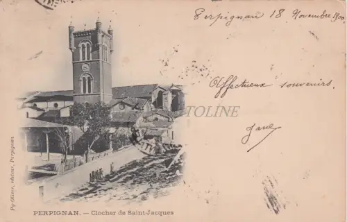 FRANKREICH - Perpignan, Glockenturm Saint Jacques 1900