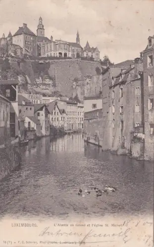 LUXEMBURG - L'Alzette au grund und l'église St. Michel