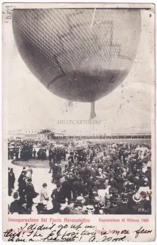 MAILAND - Ausstellung 1906 - Eröffnung Luftpark, Ballon - Postkarte