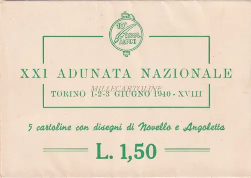 ALPINI 10° Regg. XXI Versammlung 1940 Schatulle mit 5 Postkarten Neu Ecke