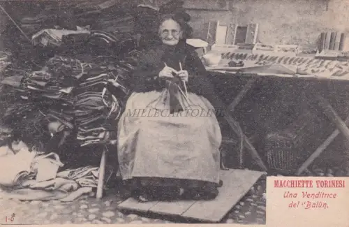 TURIN - Macchiette Torinesi - Eine Verkäuferin des Balun Balon 1900 Postkarte