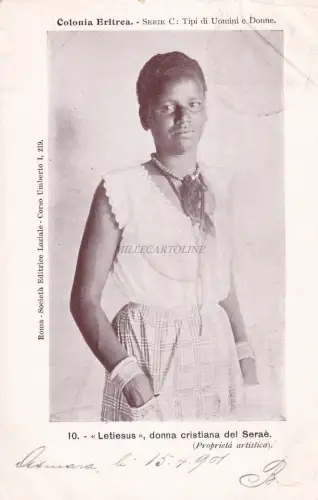 KOLONIE ERITREA - Typen von Männern und Frauen - Letiesus Frau Seraè 1901 Postkarte